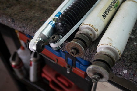 MILAN, ITALY 2 AUGUST 2021: Old car shock absorbers