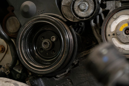 Pulley in the car engineの写真素材