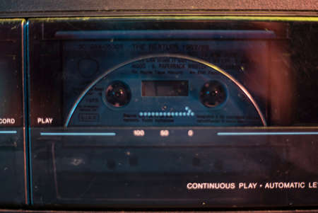 Music cassette play detail in a cassette playerの写真素材