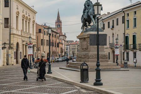 ROVIGO, ITALY 14 OCTOBER 2021: Giuseppe Garibaldi Square in Rovigo an historical italian cityのeditorial素材