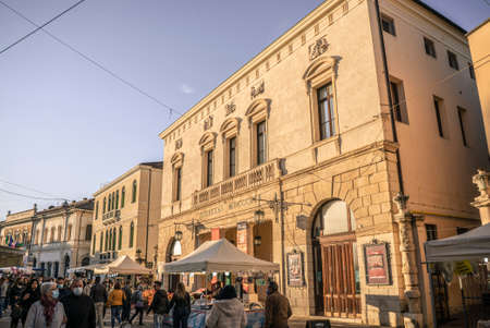 ROVIGO, ITALY 26 OCTOBER 2021: Giuseppe Garibaldi Square in Rovigo an historical italian cityのeditorial素材