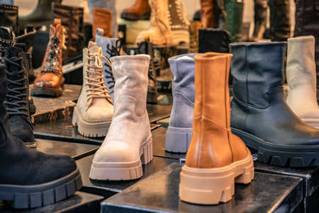 Different types of women's shoes for sale at street marketのeditorial素材