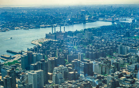 NEW YORK, UNITED STATES MAY 1970: Aerial view of Manhattan in the 70'sのeditorial素材