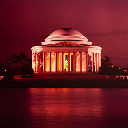 WASHINGTON, UNITED STATES MAY 1970: Jefferson Memorial at Night in the 70'sのeditorial素材