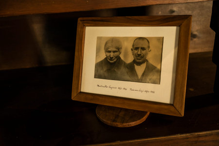 FRATTA POLESINE, ITALY 14 MARCH 2022: Detail of Photos of family memories of the last century on a...