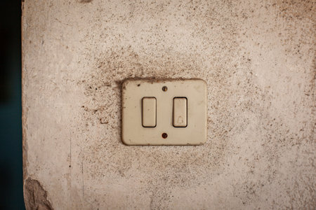 Detail shot of Old light switch in a wall