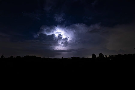 Lightning storm in the dark night