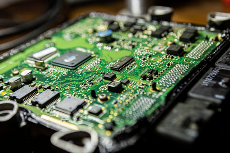 Rome, Italy 29 september 2022: Car Ecu Detail with visible components