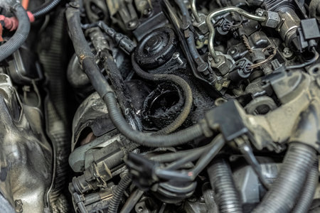 Diesel engine maintenance. Detail of diesel engine injection