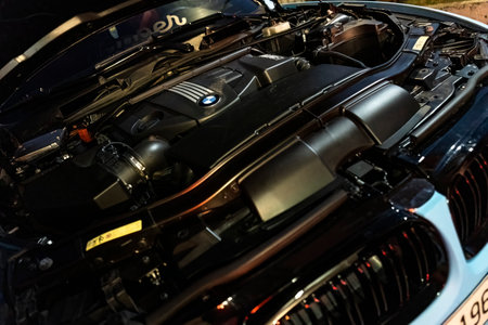 Milan, Italy 13 November 2022: Bmw modern engine detailのeditorial素材