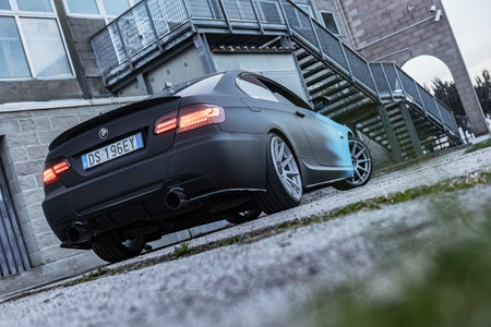 Milan, Italy 13 November 2022: Bmw Sport tuned car in the city portrait shot. Car Tuning show.のeditorial素材