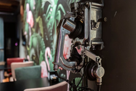 A stunning antique telephone from the early 1900s, boasting intricate details and a vintage charm that transports you to a bygone eraの写真素材