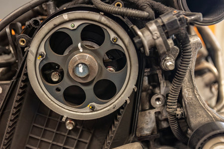 Replacing the Timing Belt on a Car Engineの写真素材