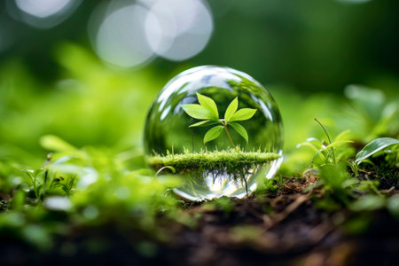 A powerful image symbolizing the concept of an eco-friendly planet for future sustainabilityの写真素材