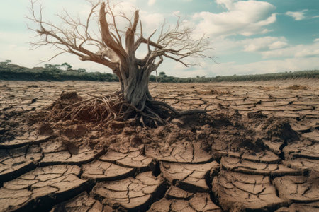 An image showcasing a dried, desolate area, signifying the dire consequences of climate change and global warming.の素材