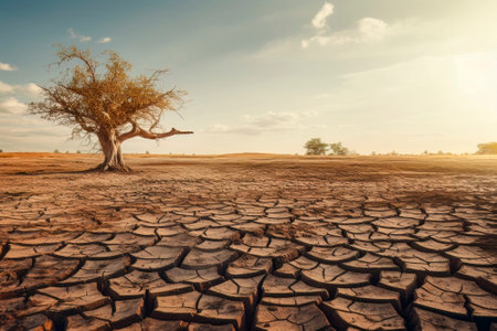 An image showcasing a dried, desolate area, signifying the dire consequences of climate change and global warming.の素材