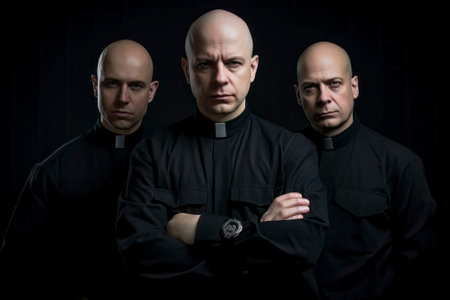 Illustrative representation of Jesuit priests involved in corrupt practices, tarnishing religious integrity.の素材