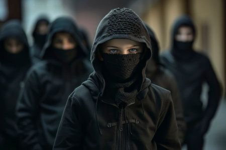 An evocative image capturing the world of juvenile delinquents, showcasing their struggles and resilience.の素材