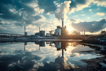 Image showcasing clean factories as a symbol of environmentally friendly and sustainable productionの素材