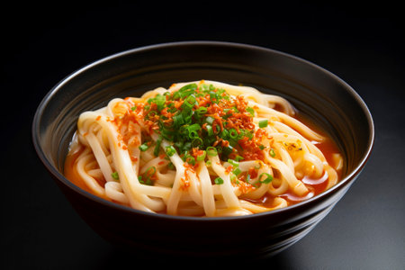 An enticing plate of delicate, tasty noodles, highlighting gourmet preparation and flavors.の素材
