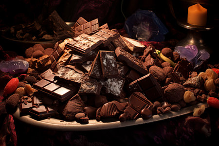 Artful arrangement showcasing delicious chocolate chunks.の素材