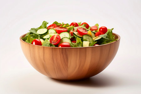 Organic mixed salad with chickpeas, symbolizing healthy and natural food, presented on a white background.の素材