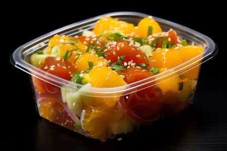 A delicious and colorful poke plate, perfect for a healthy meal.の素材