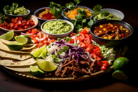 A vibrant arrangement of traditional Mexican dishes showcasing the rich flavors and culture.の素材