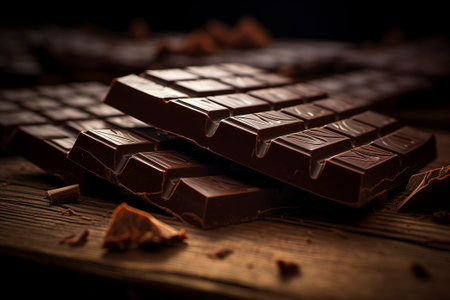 Delicious chocolate bar displayed in a tempting composition, perfect for satisfying your sweet cravingsの素材