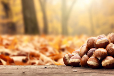 A mouthwatering composition of autumnal chestnuts, a true seasonal treatの素材