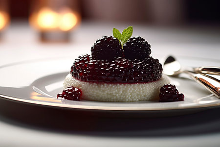An exquisite caviar food composition on a clean white background, perfect for gourmet menus and culinary conceptsの素材