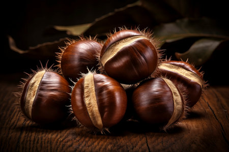 A mouthwatering composition of autumnal chestnuts, a true seasonal treatの素材