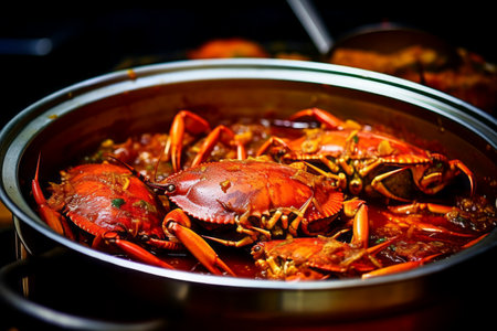 An enticing composition showing tasty crab food prepared to perfection.の素材