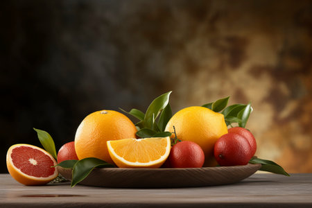 Vibrant and delicious food composition featuring a variety of fresh citrus fruits.の素材