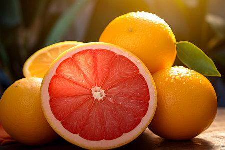 Vibrant and delicious food composition featuring a variety of fresh citrus fruits.の素材
