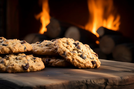 Delicious homemade cookies artfully arranged in a rustic composition.の素材