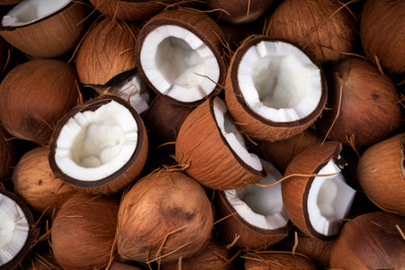 A delightful composition showing the freshness and versatility of coconut in culinary arts.の素材