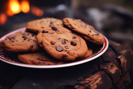 Delicious homemade cookies artfully arranged in a rustic composition.の素材