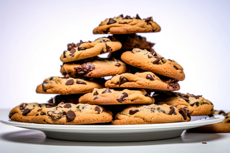 Delicious homemade cookies presented tastefully isolated on a white background.の素材