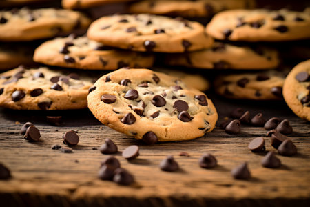 Delicious homemade cookies artfully arranged in a rustic composition.の素材