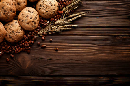 Delicious rustic homemade cookies composition with ample copy space.の素材