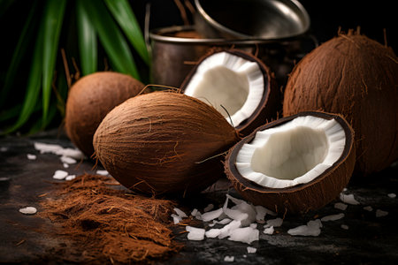A delightful composition showing the freshness and versatility of coconut in culinary arts.の素材