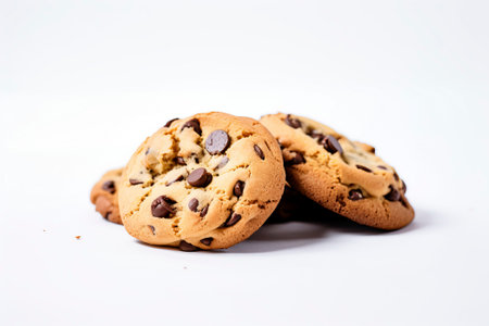 Delicious homemade cookies presented tastefully isolated on a white background.の素材