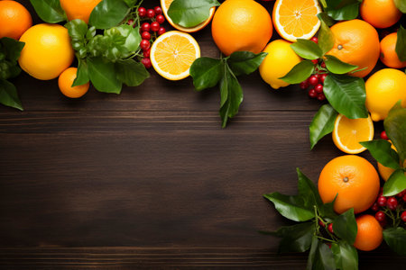 Top view of a vibrant citrus fruit composition, perfect for culinary and food-related designs.の素材