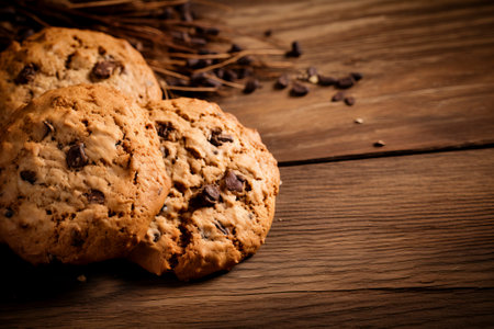 Delicious rustic homemade cookies composition with ample copy space.の素材