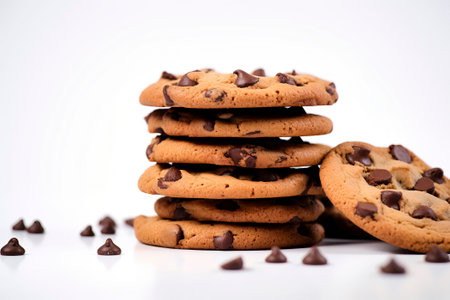Delicious homemade cookies presented tastefully isolated on a white background.の素材