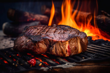 Perfectly grilled meat food composition showing its juicy and delectable texture.の素材