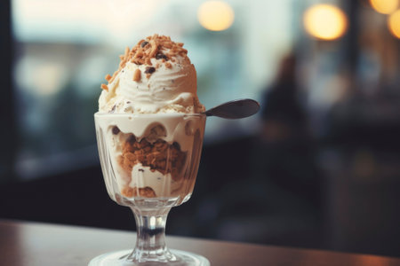 A tantalizing composition of ice cream in a cup, bursting with flavors and textures.の素材