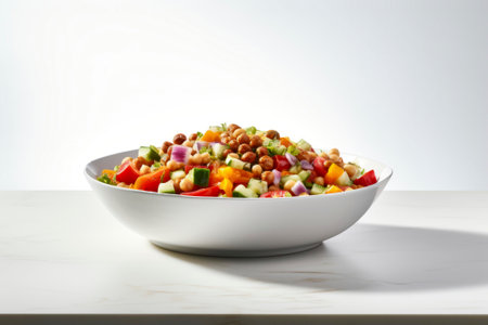 Fresh homemade chickpea and vegetable blend, captured in a natural composition.の素材
