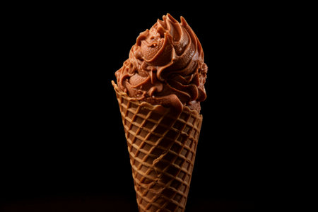 A tempting ice cream cone, perfectly captured, showcasing its creamy texture and flavour.の素材